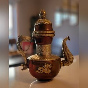 Large Size Brass Ritual Kettle with Dragon Handle (Tibetan, Buddhist)